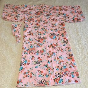 Japanese Style “Pink with Multi Color Flowers & Cart” Kimono